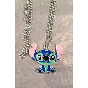 CUTE LILO & STITCH CHARM NECKLACE WITH 16" SILVER PLATED CHAIN